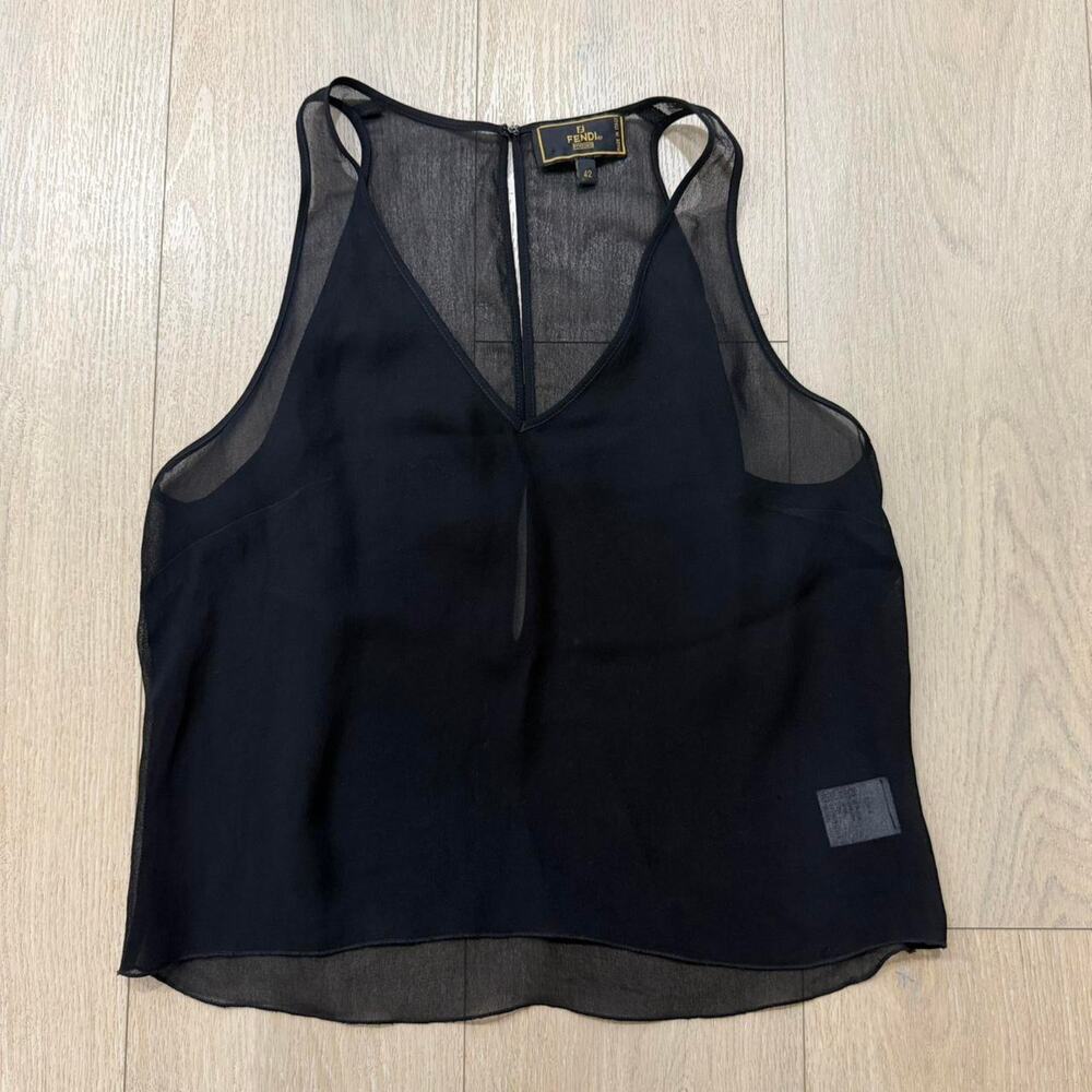 Fendi black sheer mesh crop